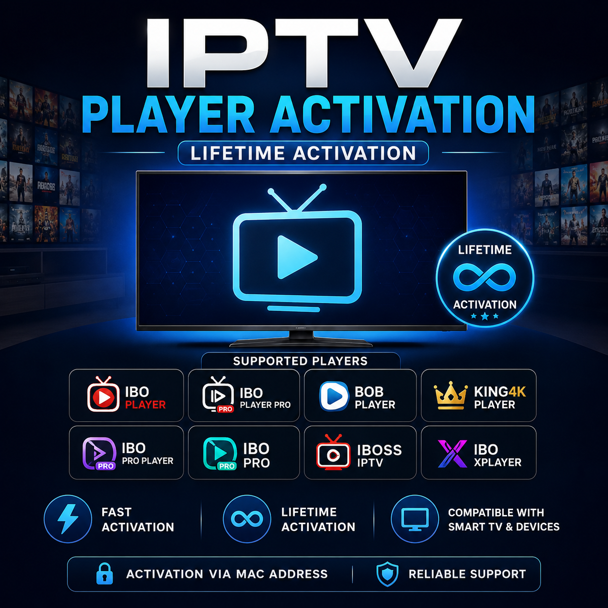 تفعيل تطبيقات المشاهدة IPTV – مدى الحياة